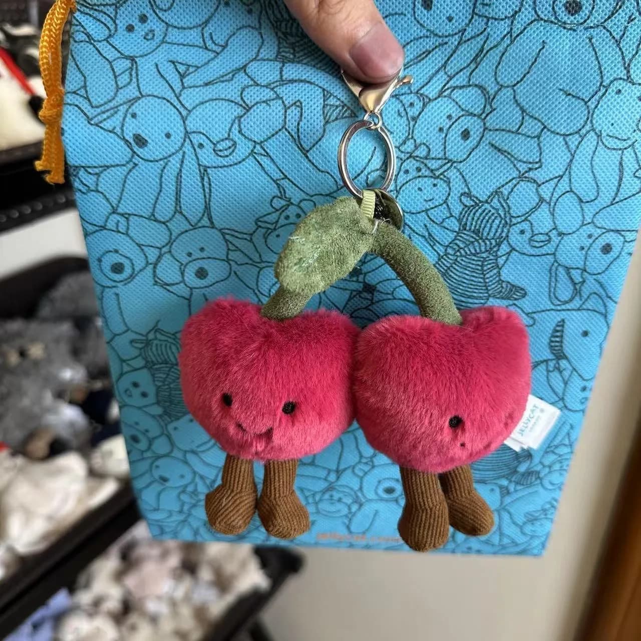 Portachiavi in peluche a forma di pallina da golf, portachiavi a forma di uva, peluche a forma di medusa, ippopotamo e portachiavi in peluche a forma di elefante per borsa JC