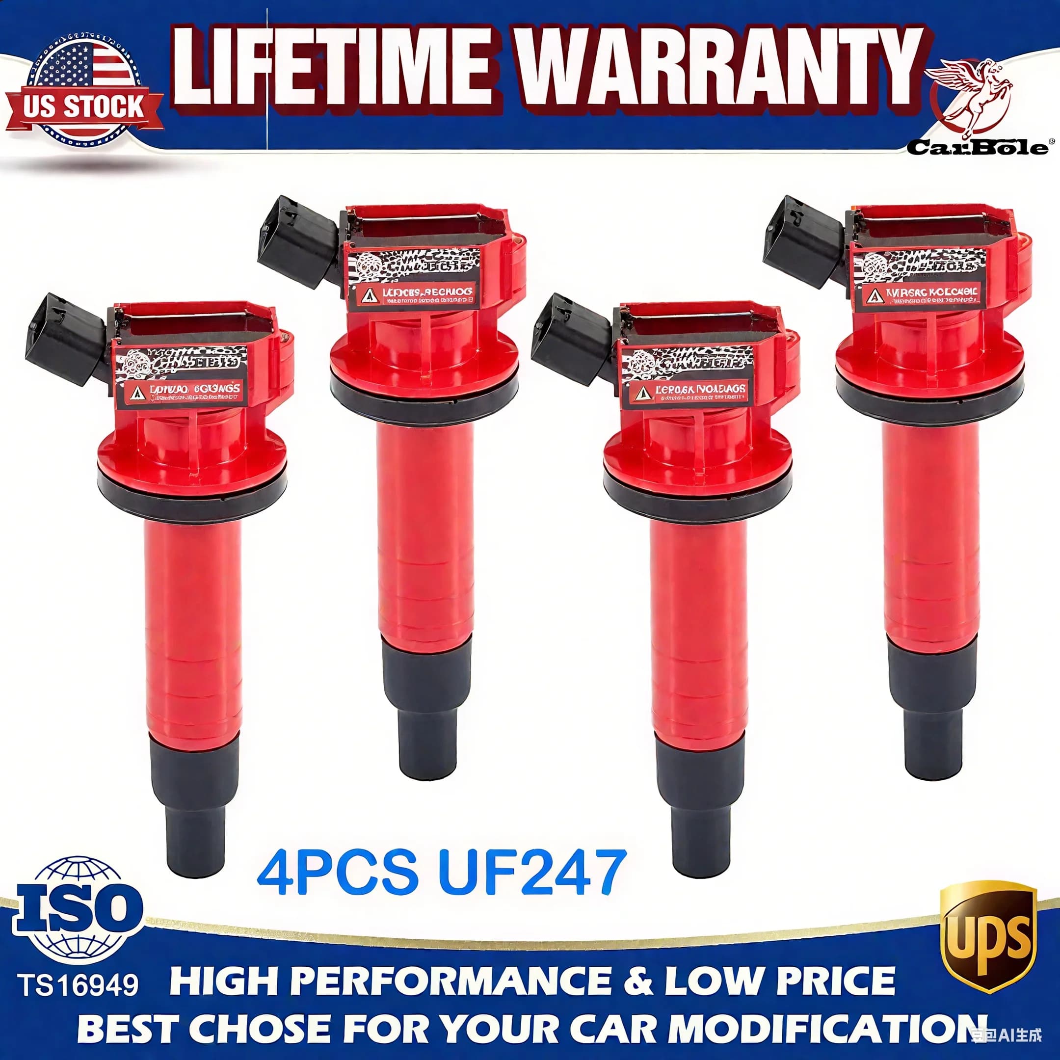 Vendita calda US Stock 4 confezioni Bobina di accensione ad alte prestazioni per Toyota Corolla Matrix 1.8L Pontiac UF247