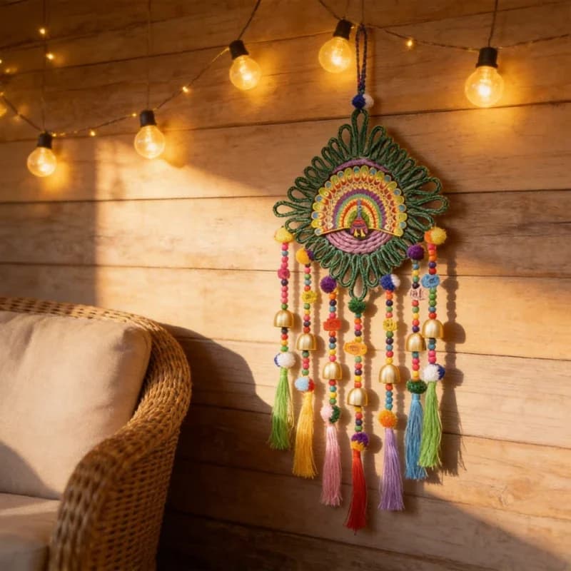 Hall Wind Chime Grass Woven Tassel Wall Hanging Background Decoration Supplies for Milk Tea Shops Kindergarten Take Photos Props