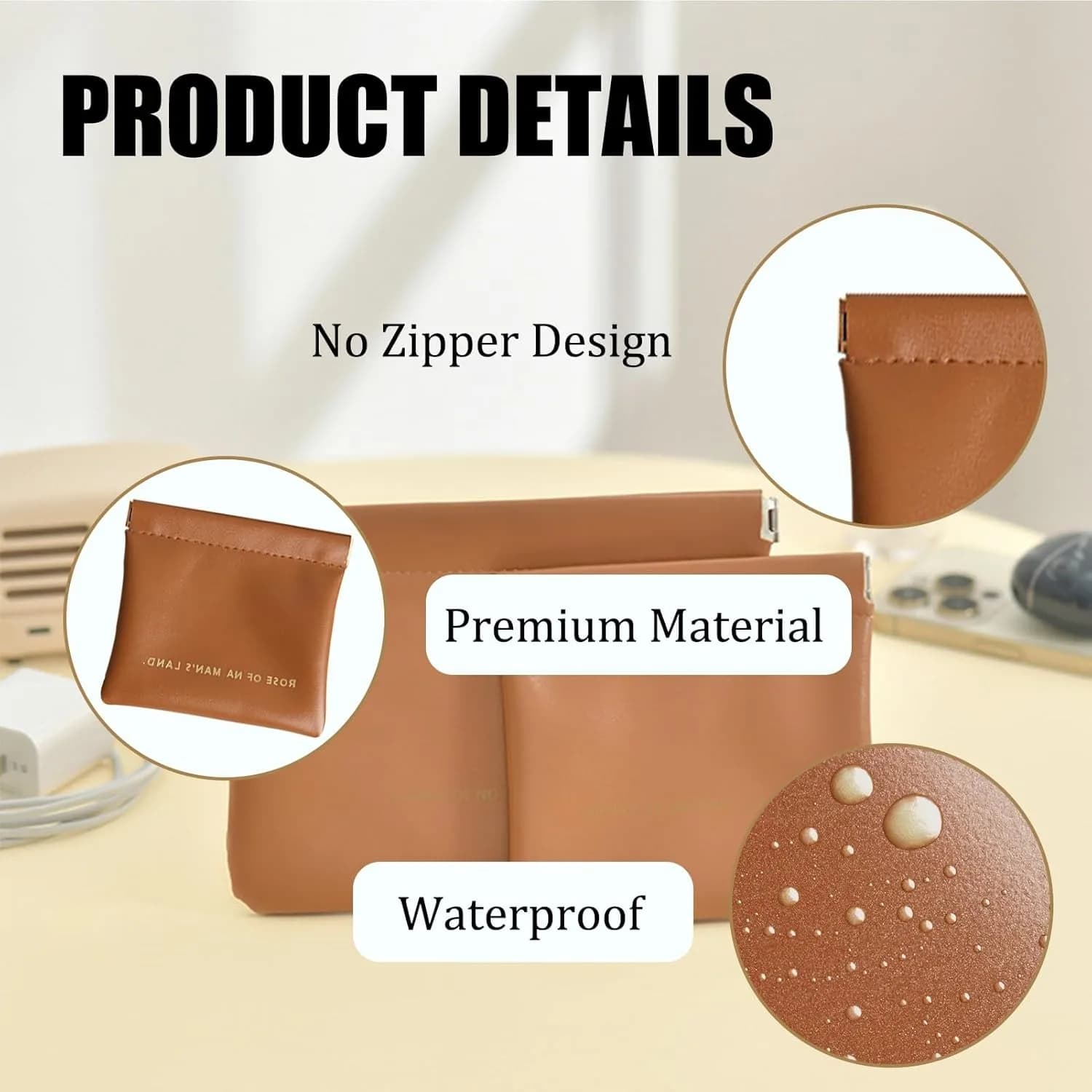 3-piece makeup bag, portable makeup bag, data cable headset glasses storage bag, sanitary napkin storage bag, wallet coin bag，holiday gift (brown)