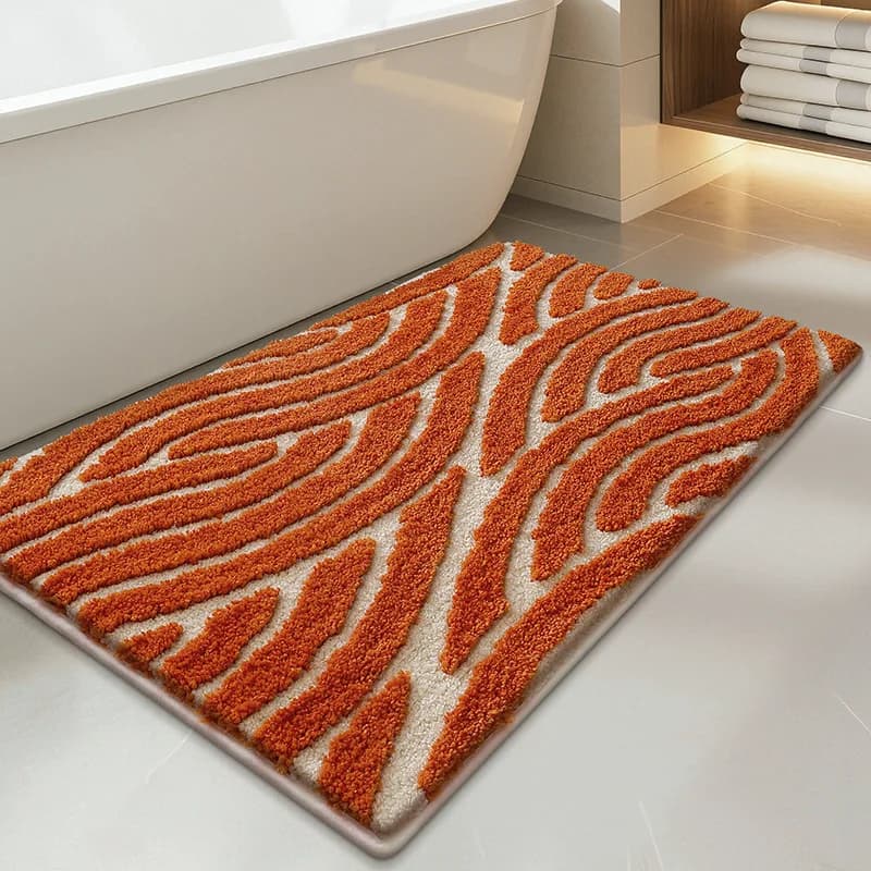 Tappetino da Bagno Super Assorbente con Motivo Geometrico Jacquard, Asciugatura Rapida, Morbido e Resistente allo Sporco