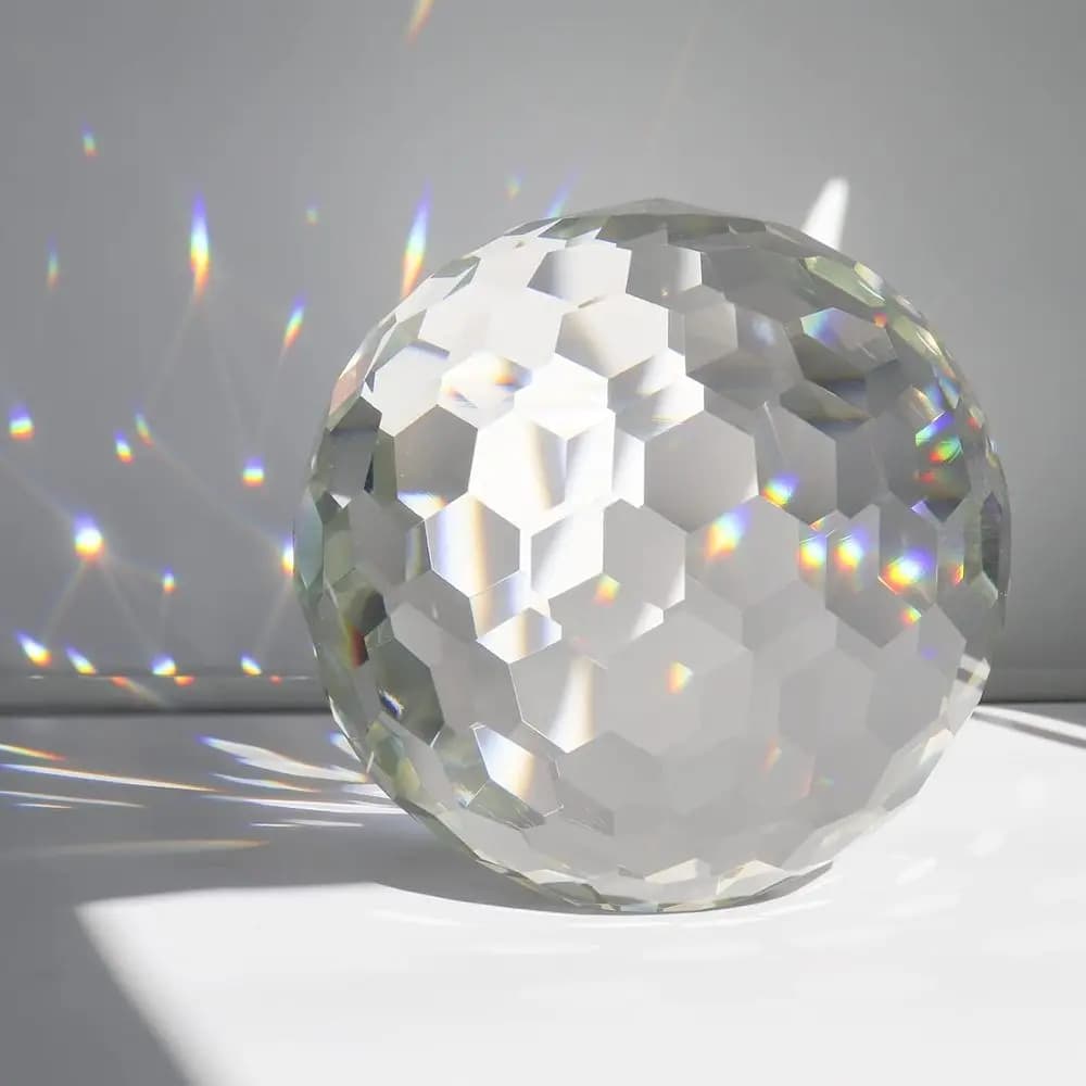 Sfera di Cristallo Trasparente, Prisma Acchiappasole Arcobaleno, Cristalli o Prismi per Finestre, Feng Shui, Decorazione per Casa, Ufficio, Giardino (150mm)