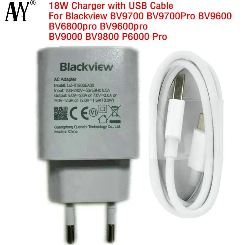 Adattatore di alimentazione per Blackview BV9700 Pro BV9600 BV6800 BV9000 BV9800 P6000 Pro Spina caricatore da viaggio UE Cavo USB tipo C