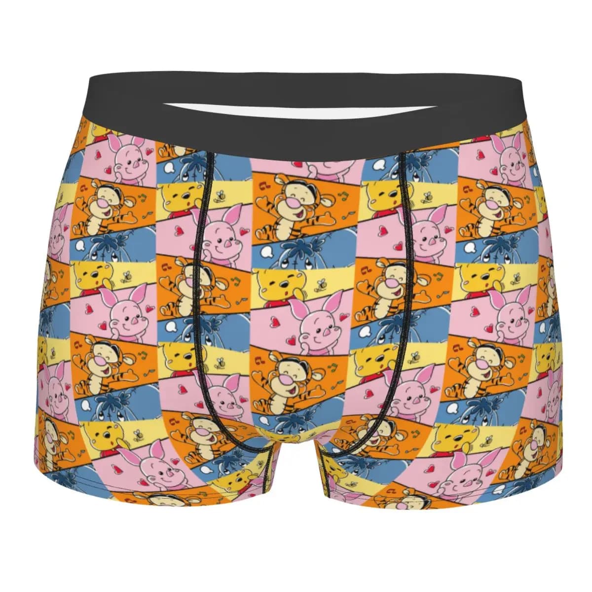 Intimo da uomo con stampa personalizzata del cartone animato Piglet's Big Movie, boxer elasticizzati, slip morbidi per uomo