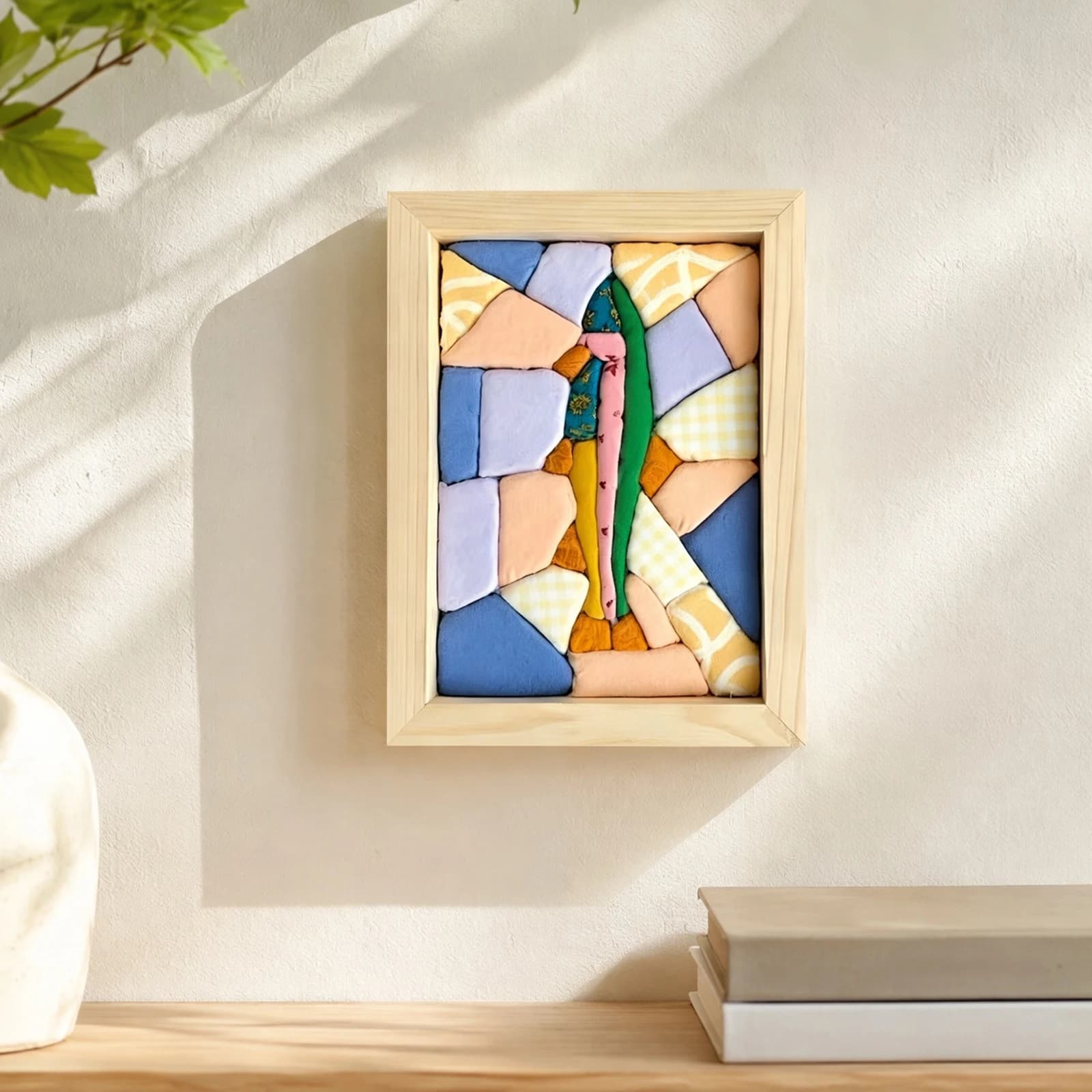 Handmade Fabric Mosaic Wall Art Kit No-Sew Patchwork Art Nature Inspired Creative Craft Gift