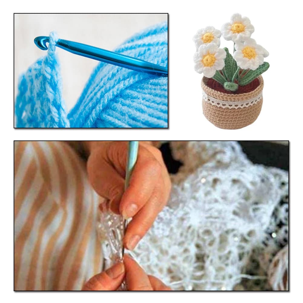 Fai-da-Te kit for Flowers in Vase all'Uncinetto, Carine Plants Mano per bambini (Margerite)