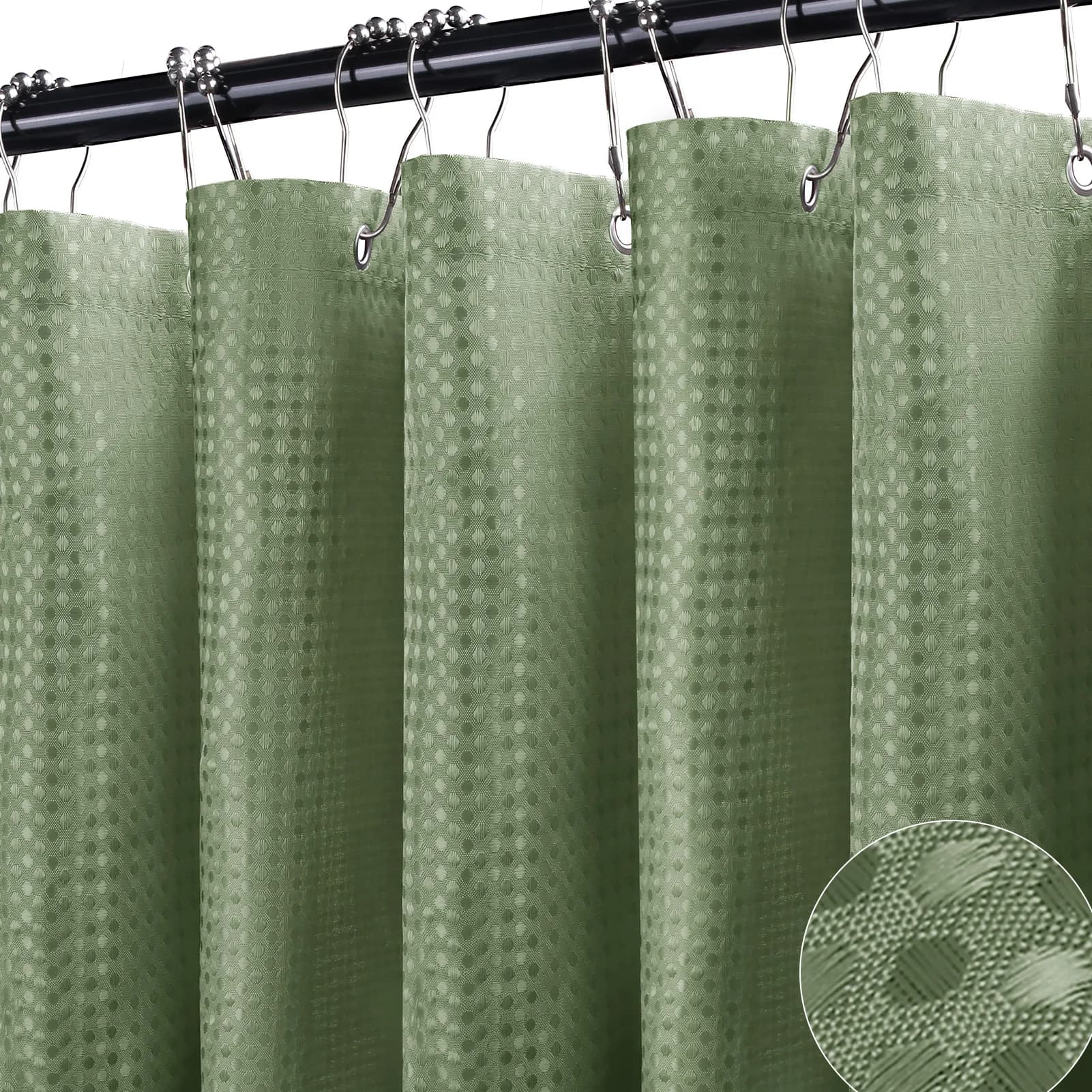 Tenda da Doccia Impermeabile con Texture a Nido d'Ape, Antimuffa, con Ganci in Acciaio Inox per Divisori e Ombreggiatura del Bagno