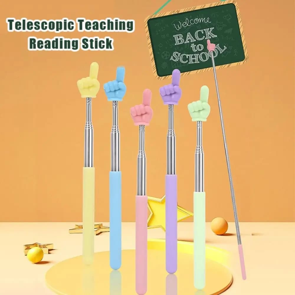 Puntatore didattico in metallo Asta telescopica Design del dito Insegnamenti Bastone Dito Studente Bastone da lettura Materiale didattico per ufficio scolastico