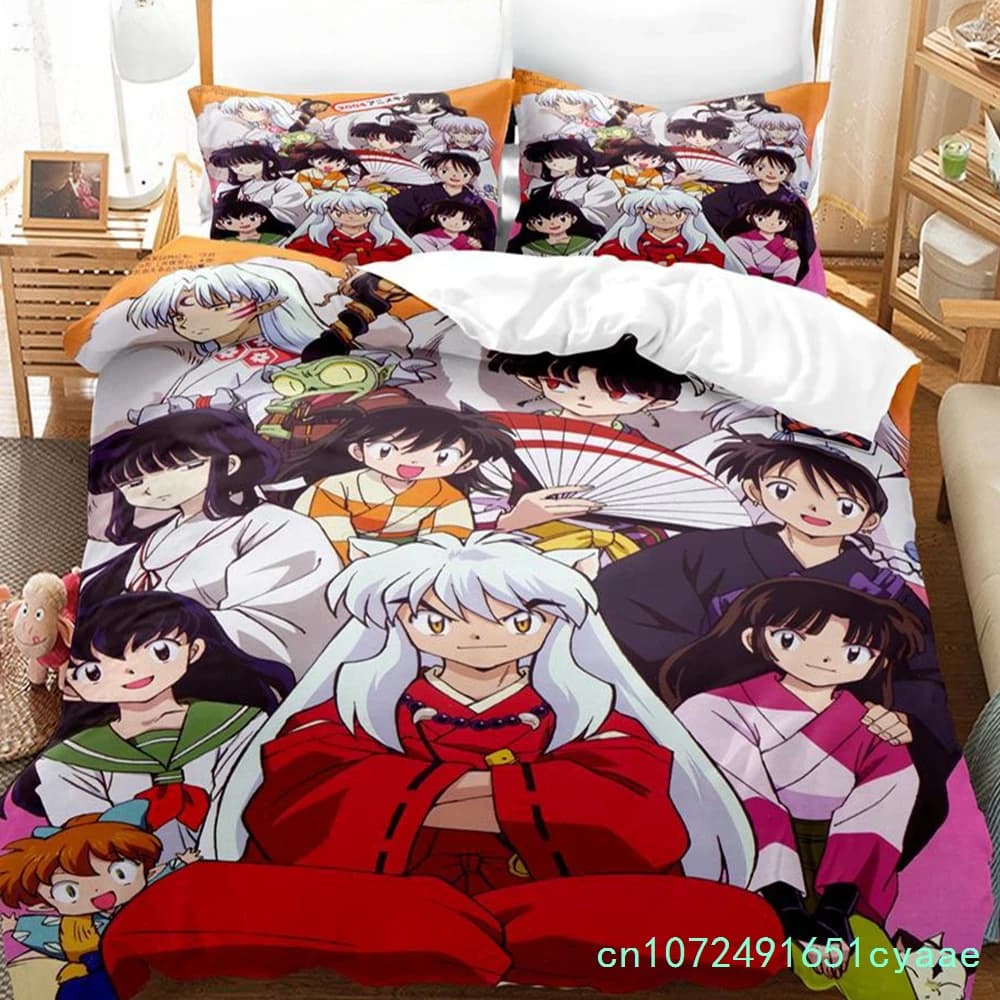 New Fashion Inuyasha Bedding Set Single Twin Full Queen King Size Bed Set Adult Kid Bedroom 3D Anime Bed Sheets And Pillowcases