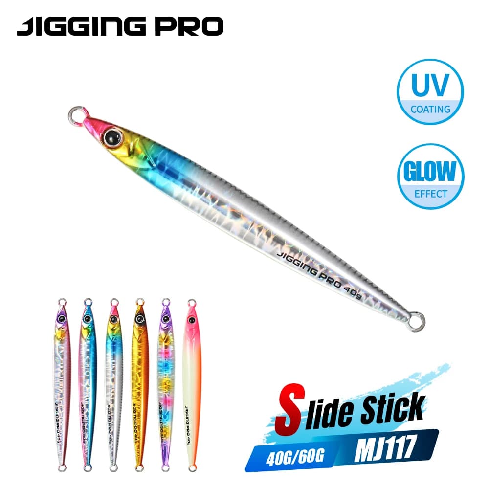 JIGGING PRO 40g 60g Slide Stick Metal Jig Esche Artificiali per Shore Jigging in Acqua Salata per Tonno, Kingfish, Sgombro