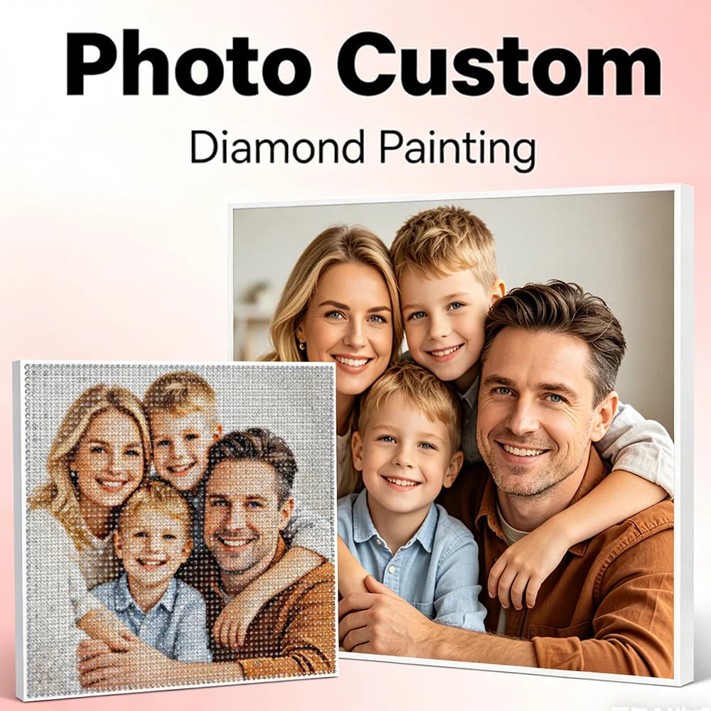 EverShine Pittura Diamantata Personalizzata con Foto, Mosaico Diamantato Fai da Te, Quadro Completo con Strass Quadrati o Rotondi, Ricamo Diamantato Fatto a Mano