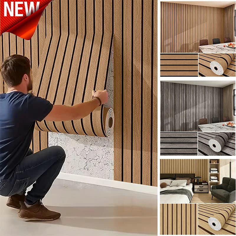 Adesivo Murale in PVC Effetto Legno 40cm, Impermeabile e Autoadesivo, per Decorazione Soggiorno e Sfondo TV