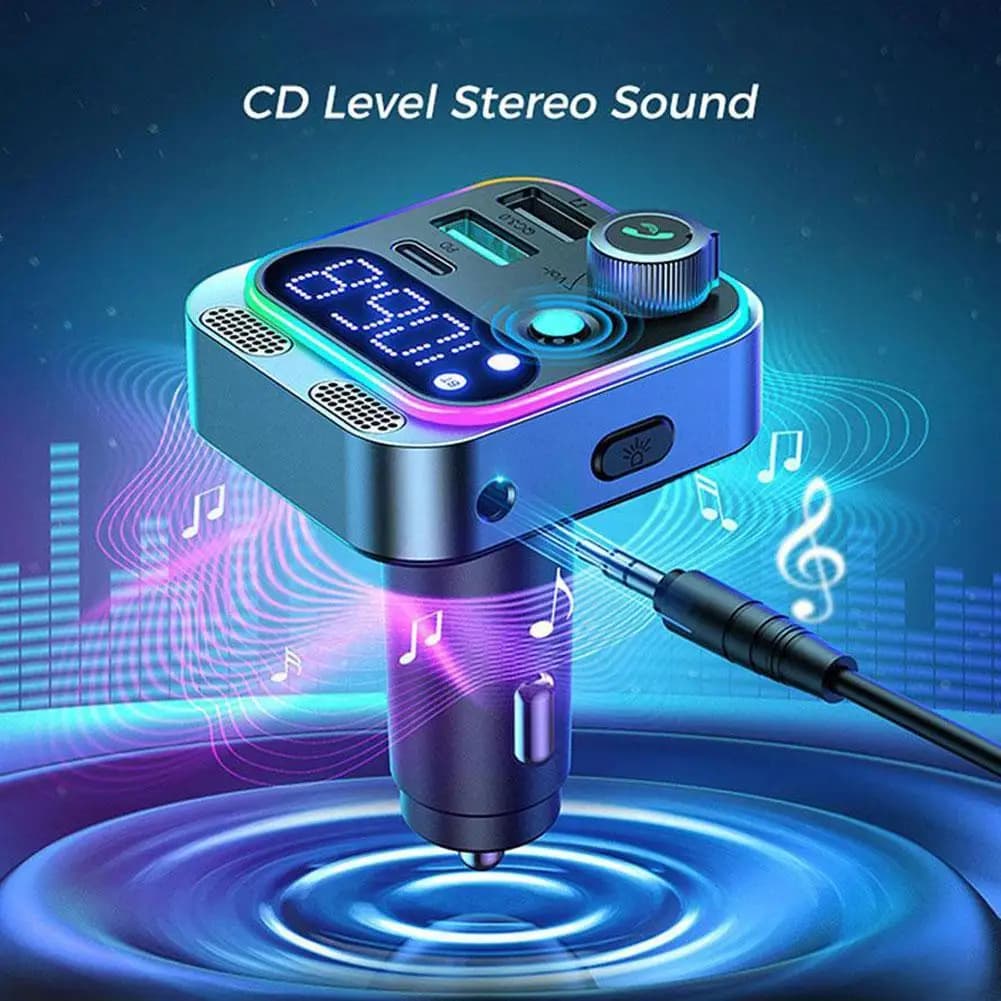 Trasmettitore FM Bluetooth 5.3 Caricatore per auto USB a 4 porte Tipo C Adattatore di ricarica rapida PD 250W per Huawei OPPO Oneplus