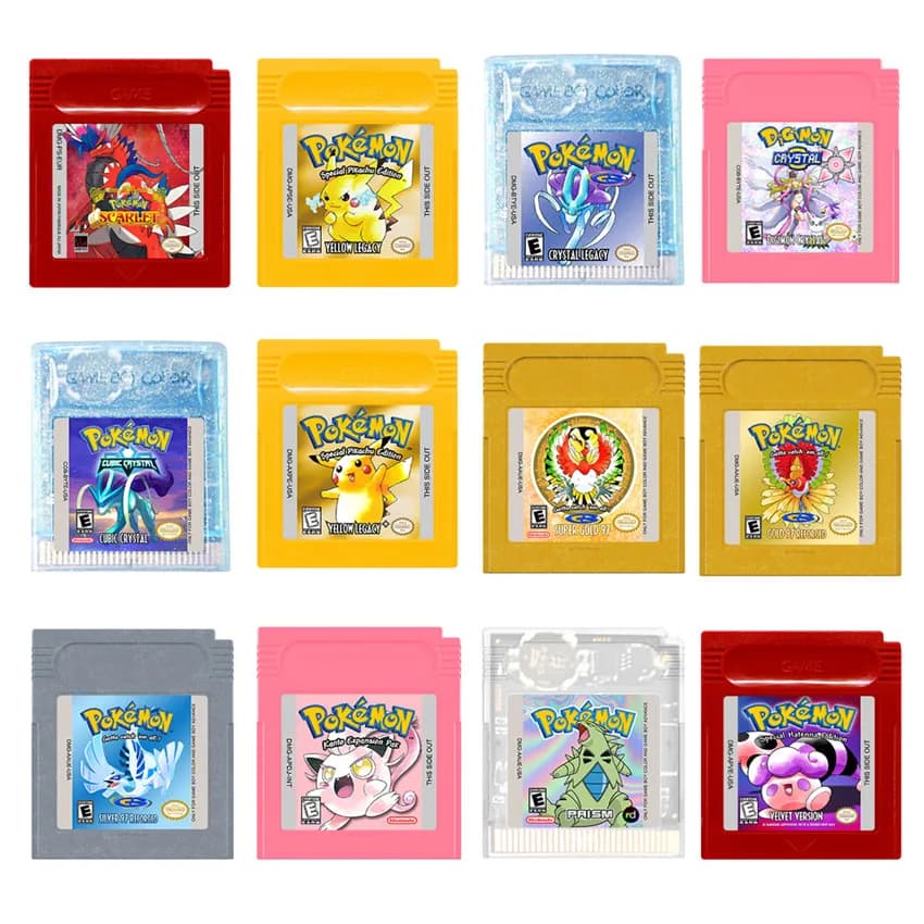 Cartuccia di gioco GBC Videogioco a 16 bit Scheda console RTC Pokemon Crystal Scarlet Versione Crystal Legacy Oro Argento 97 Reforgiato