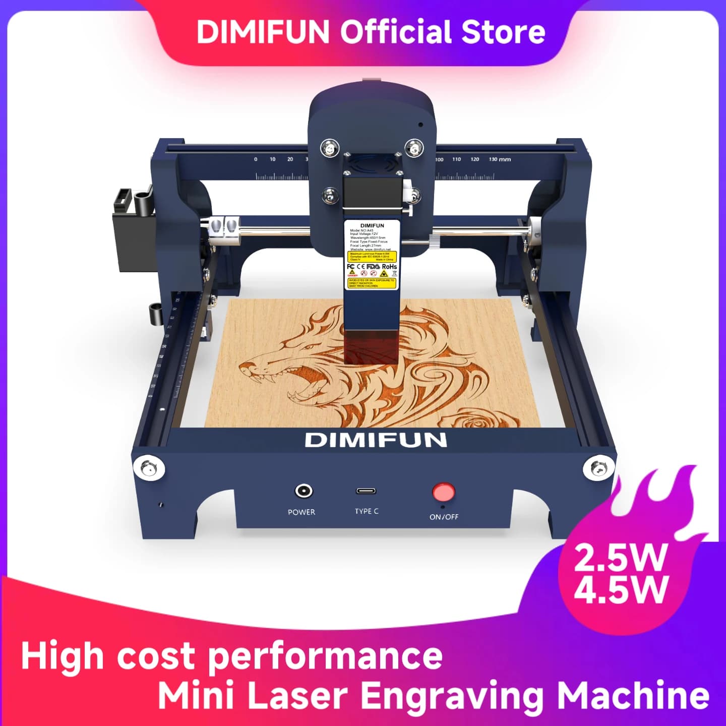 Questo collegamento offre 3 opzioni | Mini macchina per incisione laser CNC portatile DIMIFUN 2,5/4,5 W | Pannello a nido d'ape | Diodo di luce blu