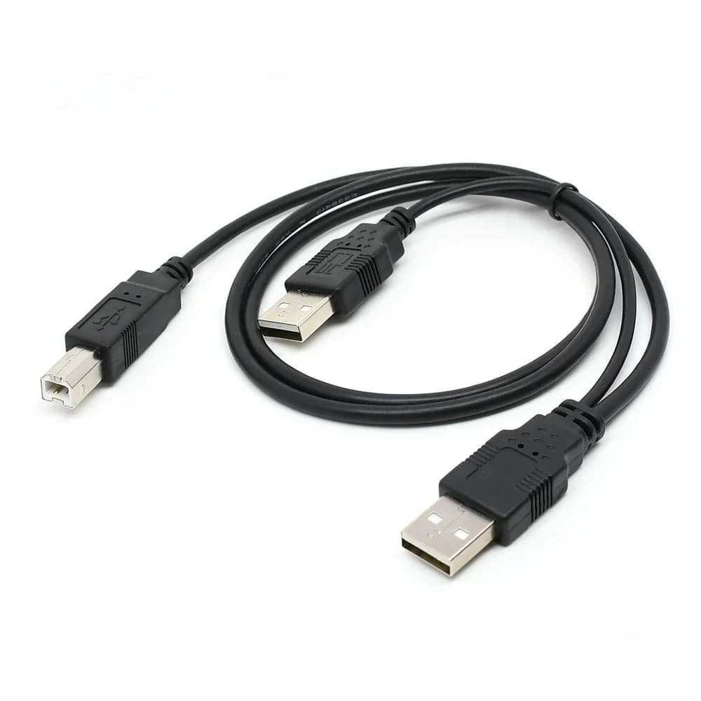 2 in 1 USB B a 2 USB un cavo per disco rigido con alimentatore Doppio USB 2.0 da a B USB y cavo splitter alimentazione HDD esterno