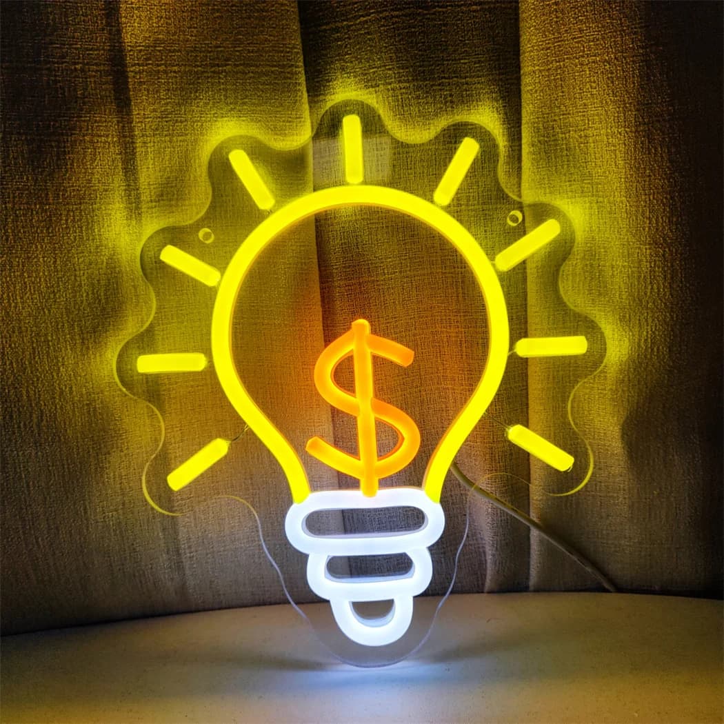Soldi Insegna al neon Business Decorativo Appeso a parete Luce Dollaro USB Insegna al neon Luce a LED Decorazione artistica per la stanza Decorazioni per regali di Natale