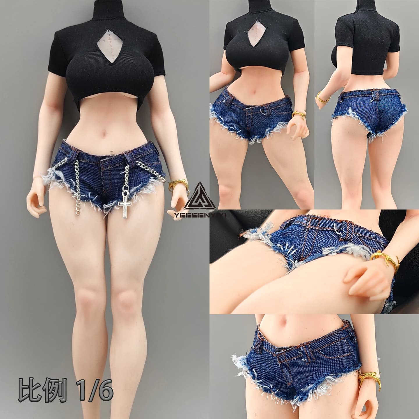 1/6 Scale Distressed Denim Mini Shorts Frayed Hem Hot Pants for 12 Inch Female Action Figure Doll Streetwear Style Doll Shorts