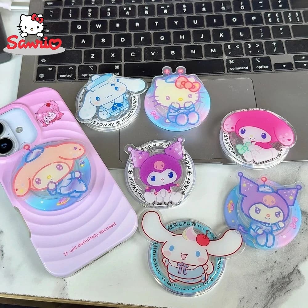 Supporto per telefono con custodia della serie Sanrio Fairy Tale Fantasy, Hello Kitty, My Melody, Kuromi, Cinnamoroll, supporto magnetico per cellulare a forma di cartone animato