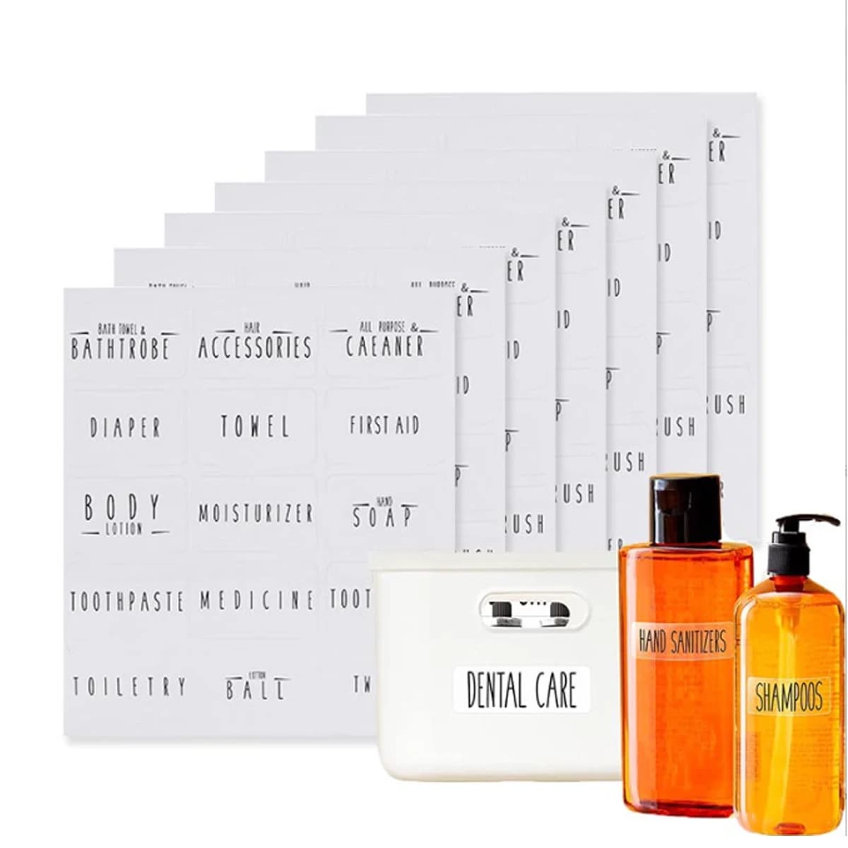 12 flaconi per shampoo, dispenser di sapone per bagno e cucina, flaconi vuoti, decorazione da parete, flaconi per sapone liquido con etichette impermeabili