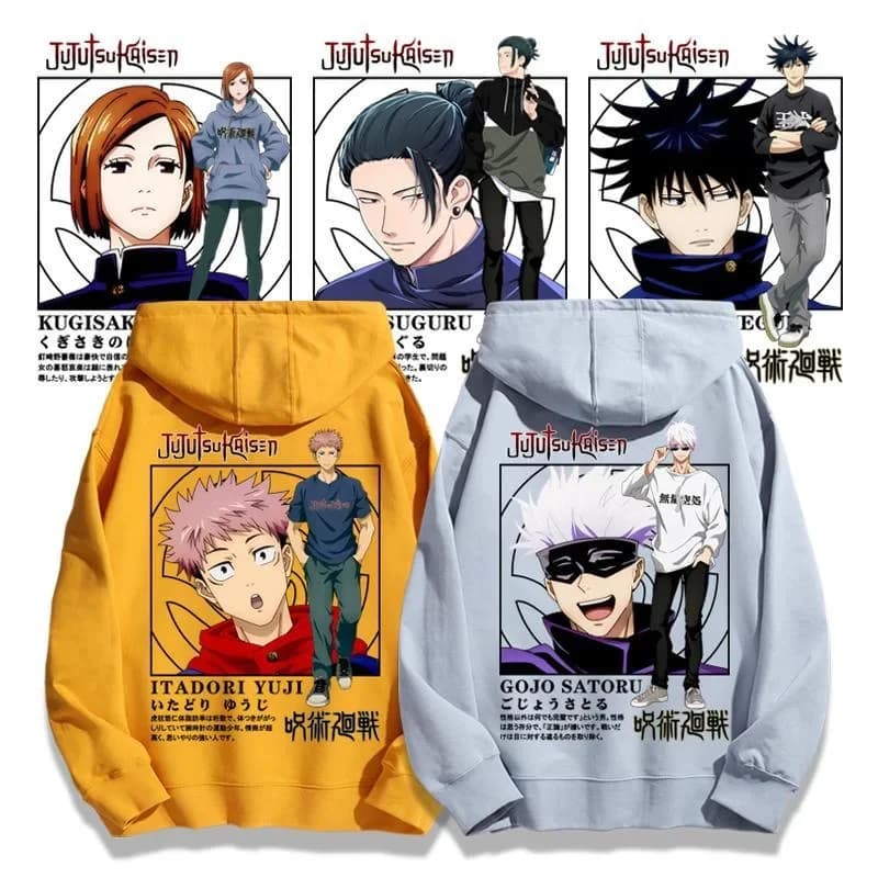 ABC123Jujutsu Kaisen Anime Hoodies Men Women Gojo Satoru Manga Hooded Pullover Gothic Sweatshirts Hip Hop Streetwear b;6'j,k.9;a