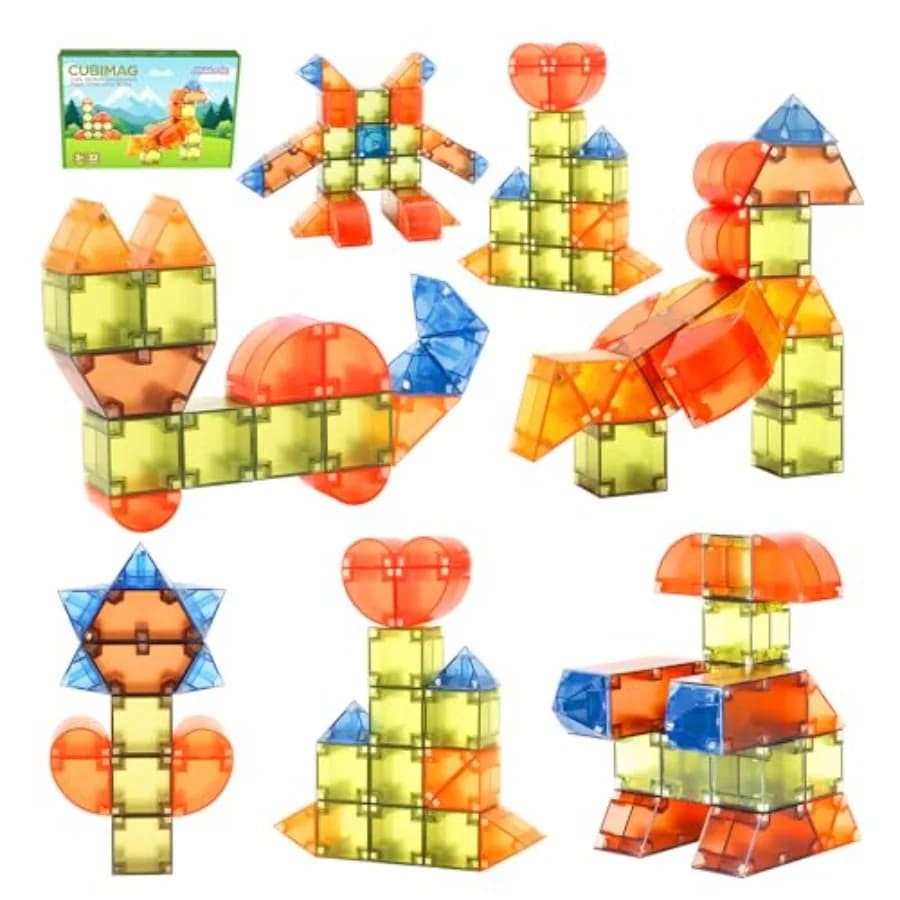 Magnetic Building Blocks 1.38 inches Magnetic Tiles - 3D Building Blocks for Toddlers 1-3 and Ages 4-8, STEM Educational Magnet