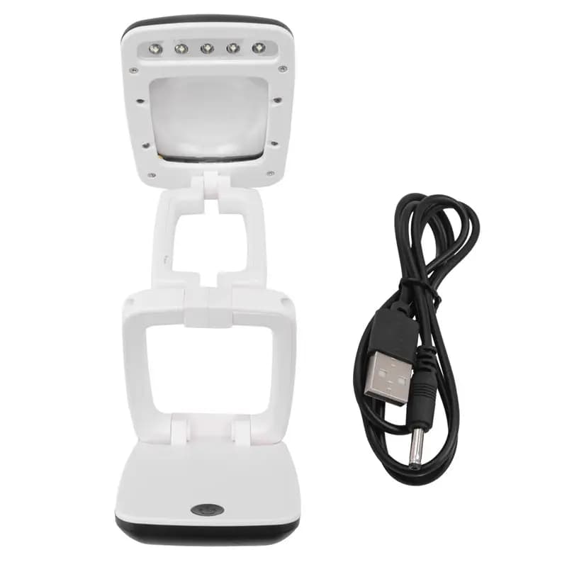 Aug. Lighted Desk Magnifying Glass Lamp With Light On Stand Led Portable Pocket Magnifier Visor Folding 3X For Reading, Hobby