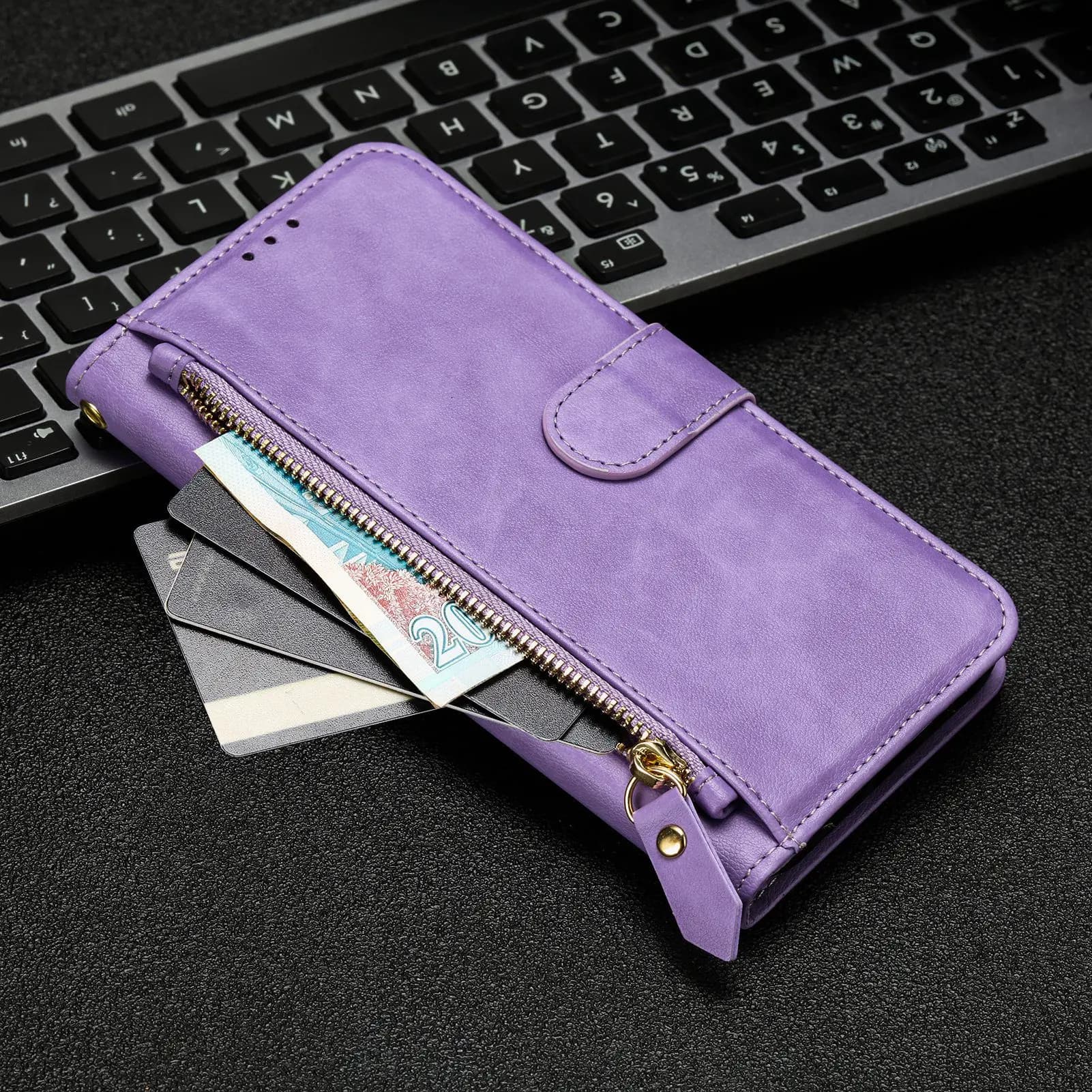Custodia a portafoglio per telefono in pelle con cerniera per Xiaomi Poco X7 M6 X6 F6 Pro 5G M4 M3 X5 X4 X3 NFC F5 F3 C65 C40 Flip Cover