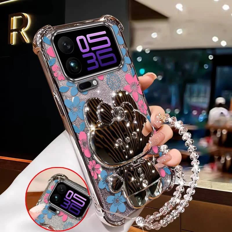 3pcs( Beautiful flowers phone Case+Lanyard+Stand) Suitable For Xiaomi 17 Pro/17Pro Max/14/15/15pro/15T/15 Ultra Phone Case Cover
