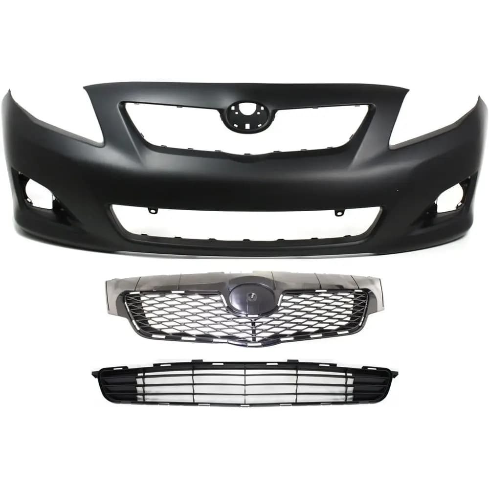 Kit Copertura Paraurti Compatibile con Toyota Corolla 2009-2010 per Modelli con Fori per Spoiler, Veicoli Prodotti in Nord America, Frontale Verniciabile