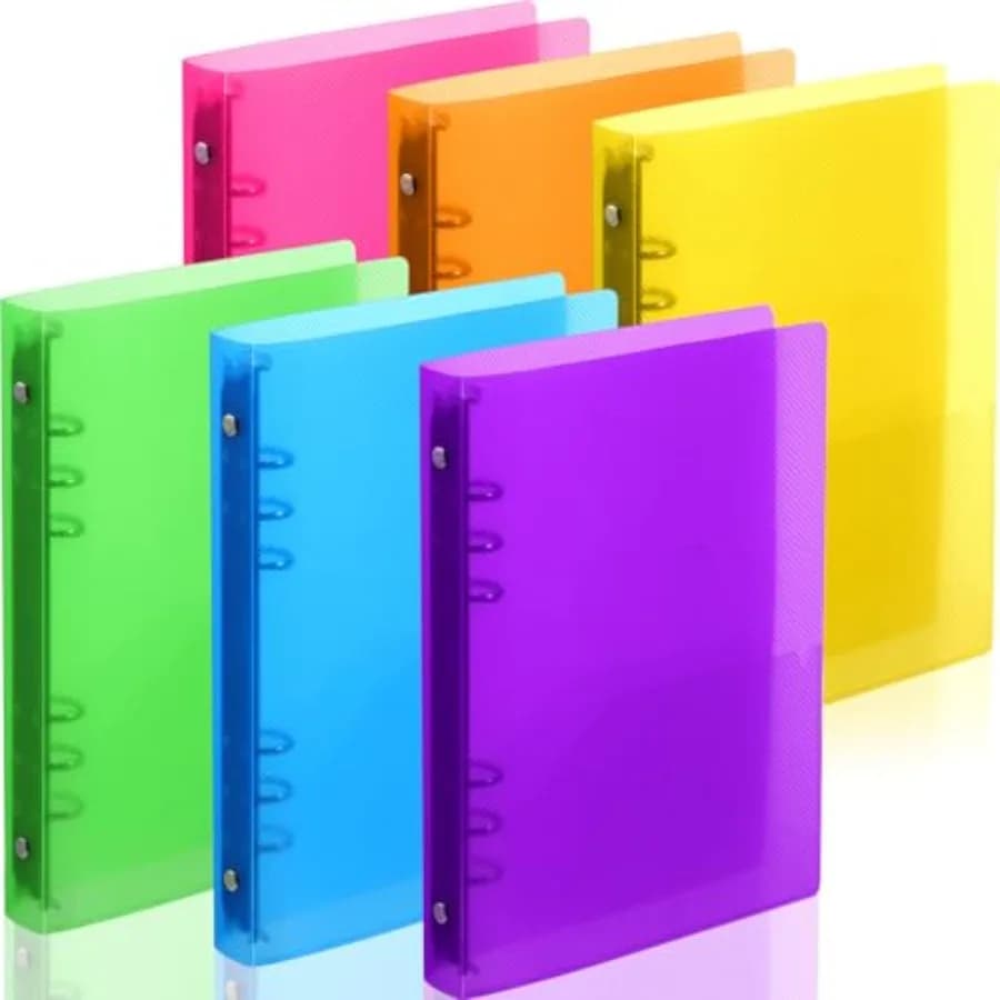 Set di 6 Raccoglitori A5 a 6 Anelli con Tasche, Copertina per Quaderno Ricaricabile da 0,75 Pollici, Contiene Fogli di Formato 5,7" x 8,27"