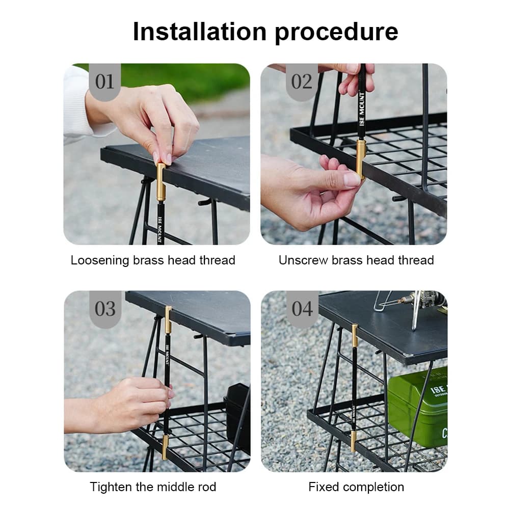 Camping Table Connecting Rod Aluminum Alloy Outdoor Grid Table Connecting Rod Mesh Table Connecting Rod for BBQ Fishing