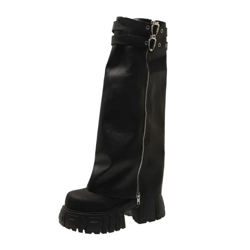 High Boots for Women High Heels Fashion Shoes Platform Knee High Chelsea Boots 2026 Winter Designer New Femme Motorcycle Botas