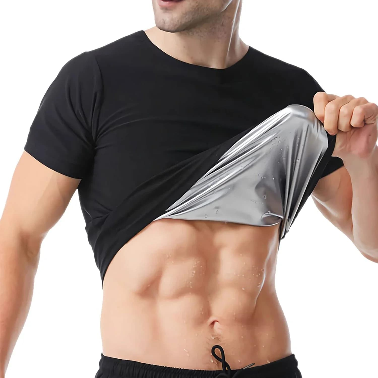 Maglietta Modellante da Uomo a Maniche Corte per Sauna, T-Shirt Comoda per Allenamento, Body da Uomo