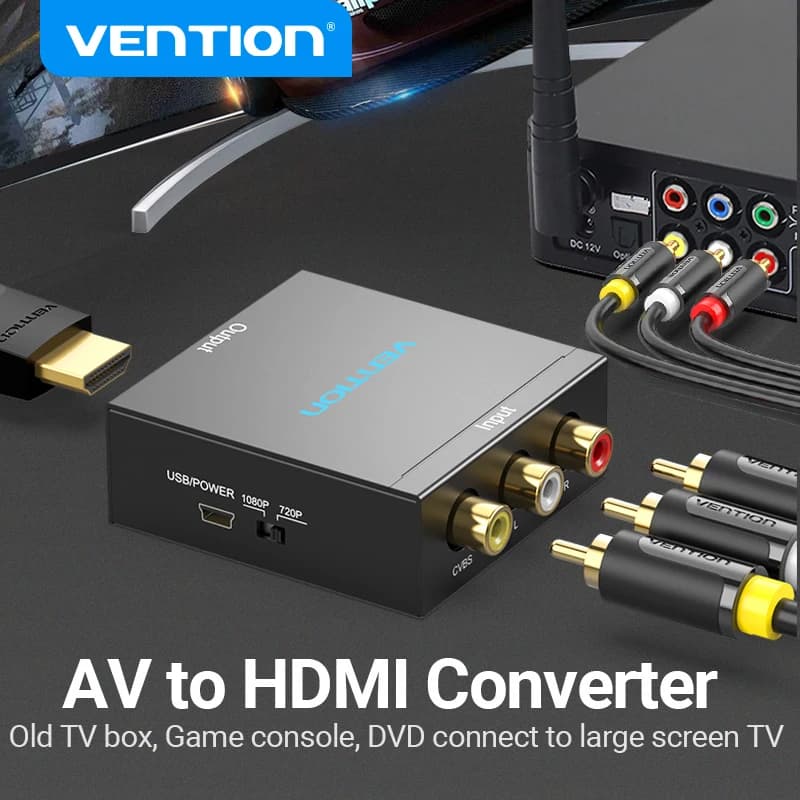 Vention Adattatore AV A HDMI Convertitore video composito HDTV 1080P AV2HDMI RCA a HDTV CVSB LR Convertitore scaler video