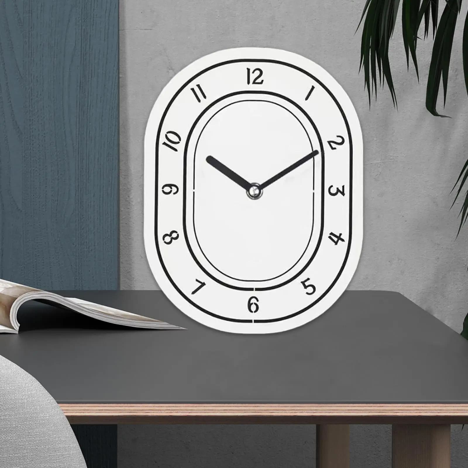 Oval wall clock, silent, simple and elegant decorative accessory, decorative clock for bathroom, office, home, kitchen, classroom