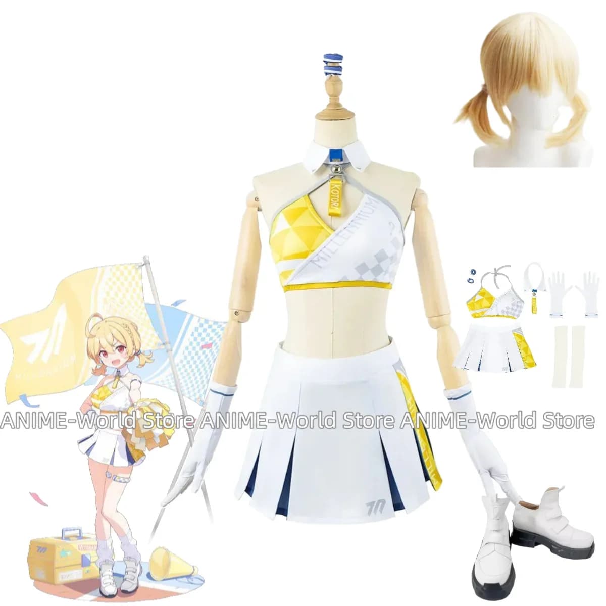 Game Anime Archive Blue Toyomi Kotori Cosplay Party Cheerleader Team Gonna Clothing Uniform Halloween Shoes for wigs
