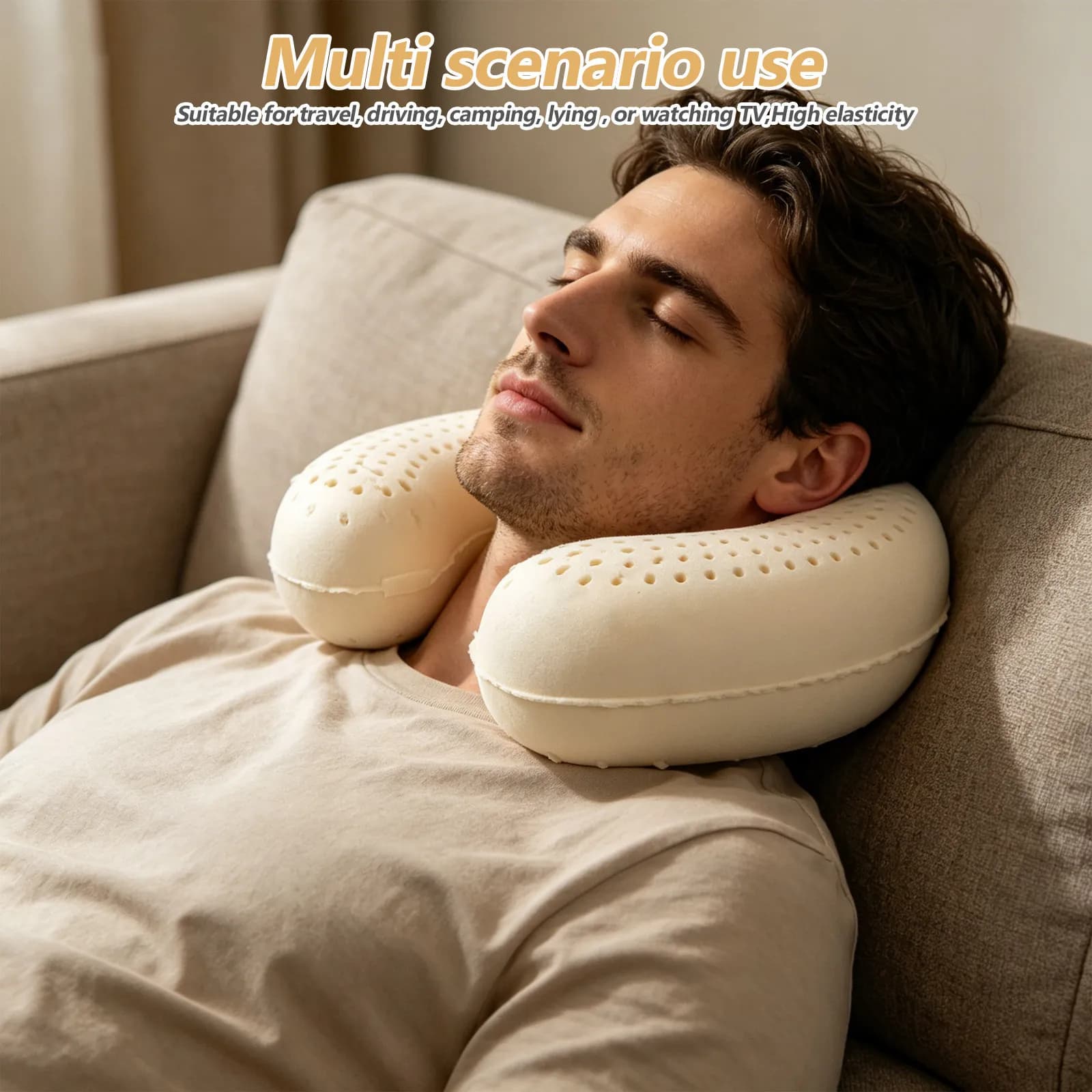 Cuscino da Viaggio Ergonomico a Forma di U in Lattice, Supporto per il Collo Traspirante per Dormire in Ufficio, in Aereo o in Auto