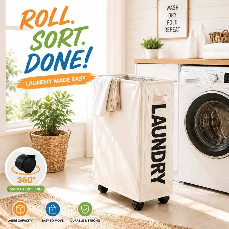 Multifunctional Foldable Laundry Bag, Waterproof Large Capacity Basket with Wheels for Yoga Gear Storage