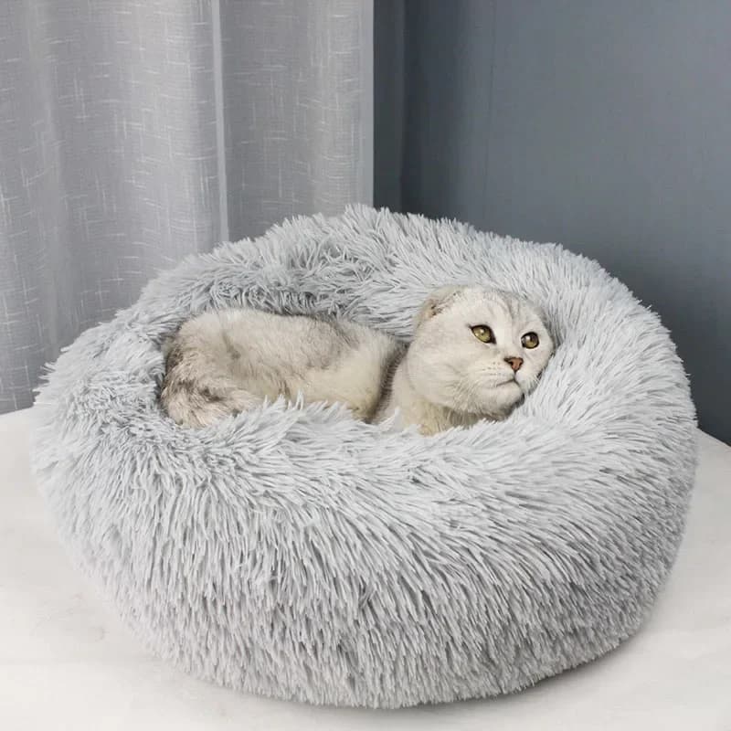 Super soft plush long pet bed, dog cot, round cat, winter warm sleeping bag, puppy pillow, portable cat mat