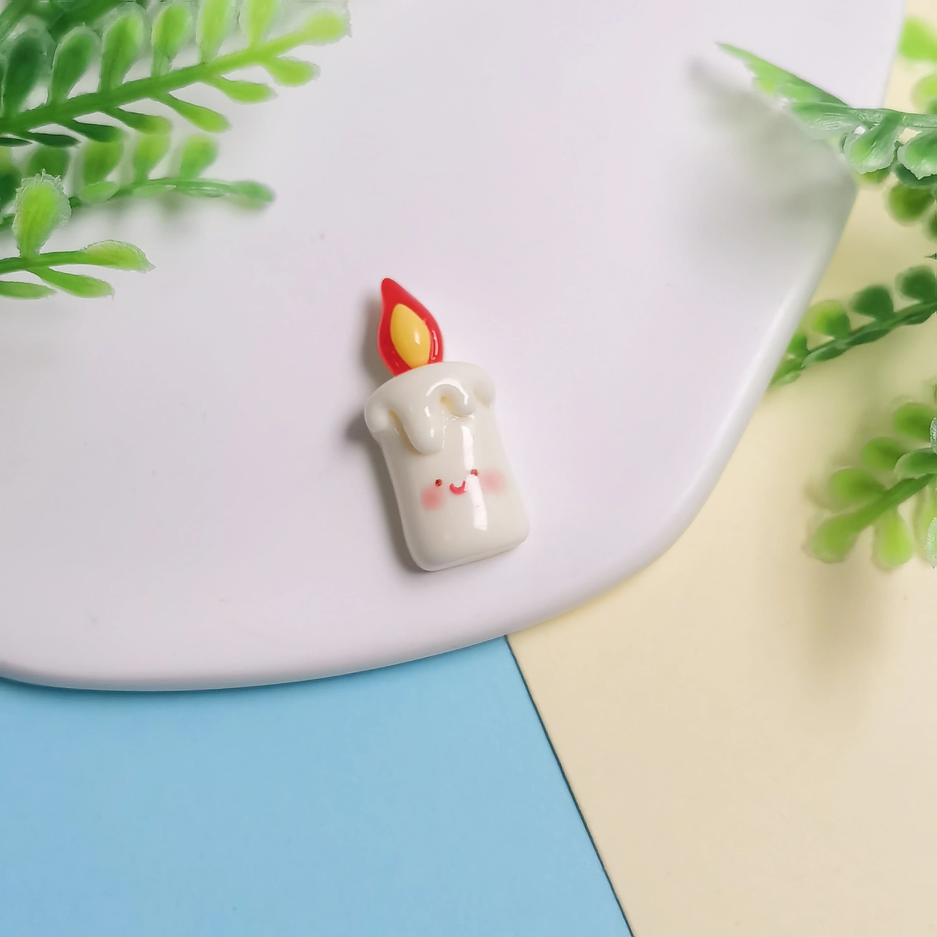 3D Cartoon Animals Bear Rabbit Girls Boys Mixed With Donut Candle Birthday Cake Flatback Resin Cabochons for Scrapbooking Decor
