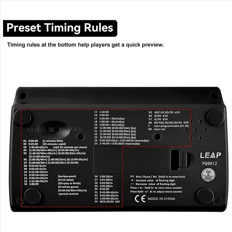 ROO LEAP Orologio da scacchi Timer da scacchi digitale avanzato con 7 tipi 38 modalità di impostazione della temporizzazione Orologio da scacchi professionale Timer da gioco