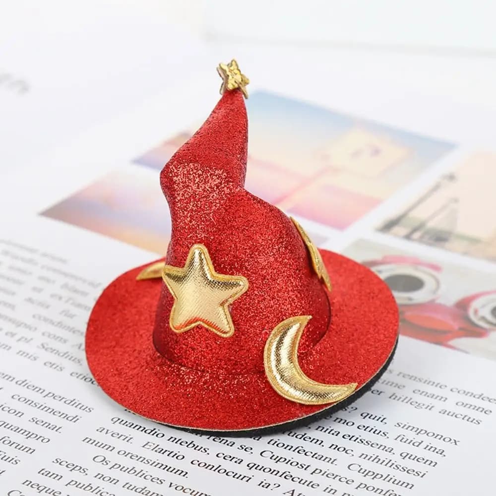 Barrette Bent Hat Hair Clip Wizard Hat Cute Witch Hat Hair Clip Star Witch Hat Pet Halloween Hair Accessories Women