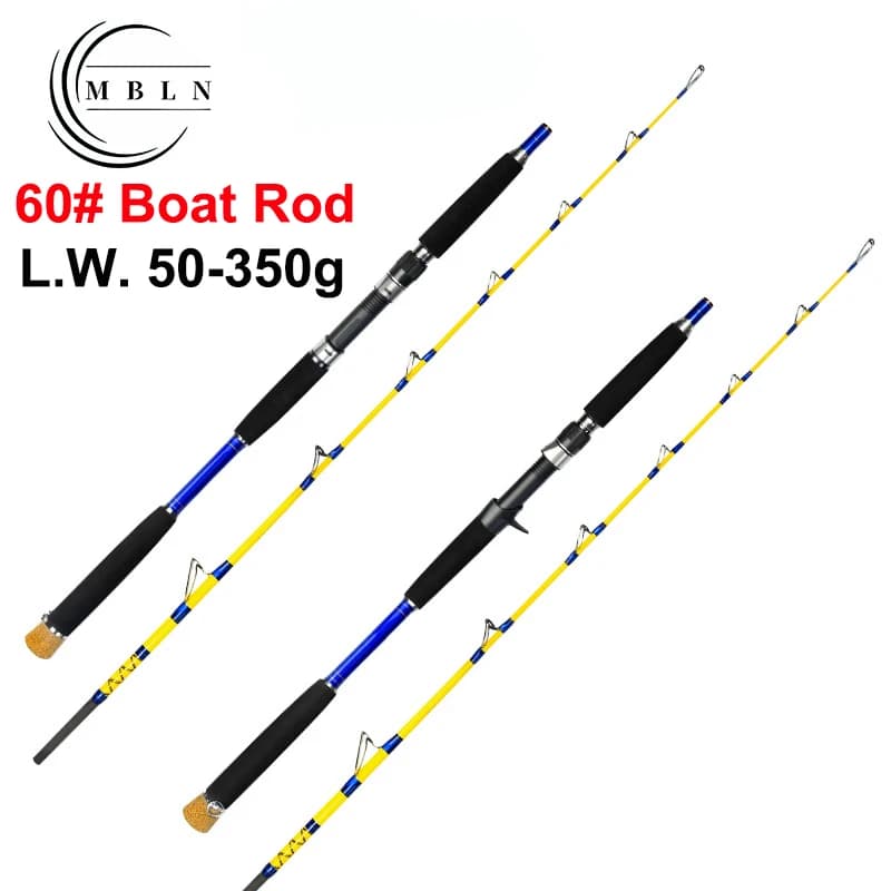 Canna da Pesca MBLN per Slow Jigging, 2 Sezioni, per Pesca Offshore, in Vetroresina, per Traina, Pesca dalla Barca, Acqua Salata, Spinning e Casting