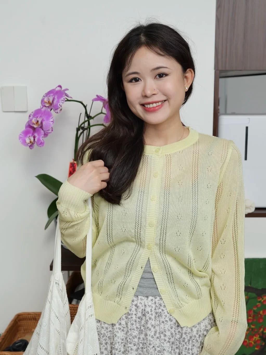 Cardigan da donna in maglia traforata a 14 aghi, di alta gamma, silenzioso, per la casa, con protezione solare, modello ampio e corto, maniche lunghe, fresco e confortevole.