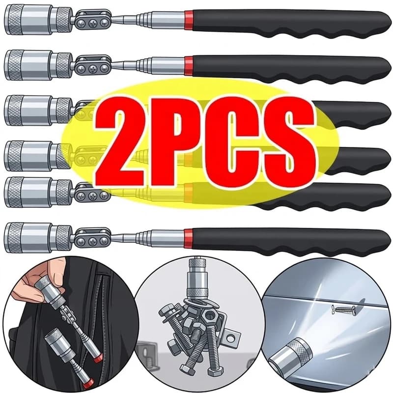 Pinza magnetica telescopica flessibile per riparazioni auto, attrezzo per meccanici, per bulloni, dadi, viti, scarichi, motori, recupero metalli
