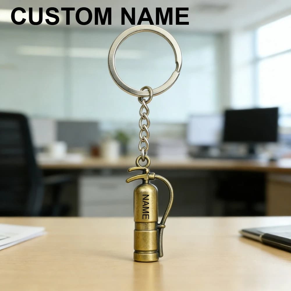 Portachiavi Creativo in Metallo a Forma di Estintore, Personalizzabile con Logo, Mini Estintore Portachiavi per Auto, Incisione Laser, Regalo per Uomini