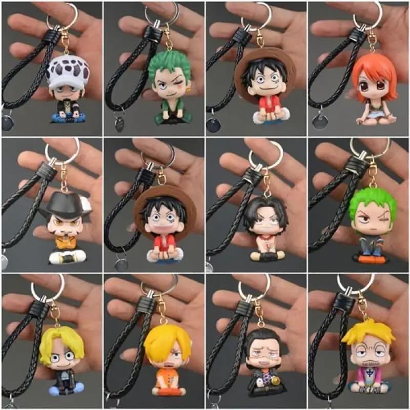 Anime One Piece Monkey D. Luffy Roronoa Zoro Cartoon Keychain Resin Material Decorative Backpack Pendant Birthday Gift Souvenir