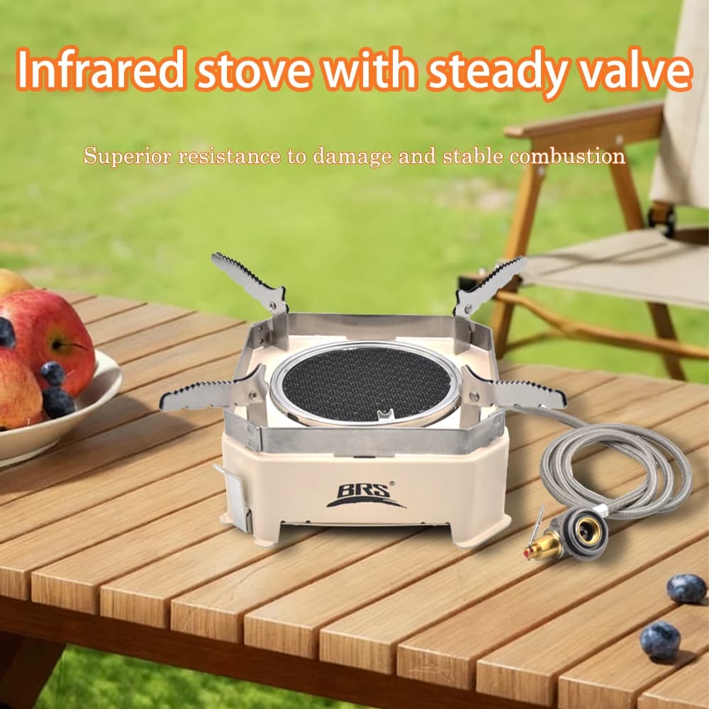 Fornello a Gas Portatile BRS 2200W ad Alta Potenza con Bruciatore a Infrarossi, Leggero e Smontabile per Campeggio, Picnic ed Escursioni