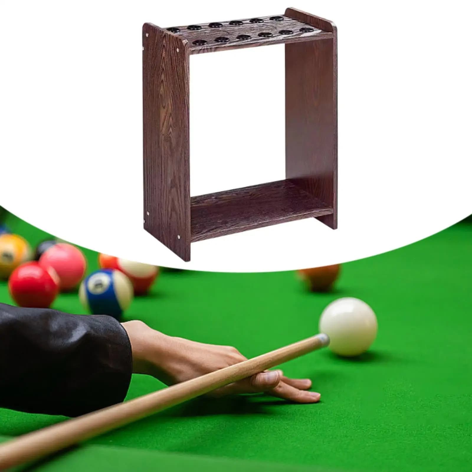 Portastecche da Biliardo da Terra in Legno Antiscivolo per Organizzazione Sala Giochi Domestica